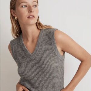 Madewell Gray V-Neck Sweater Vest